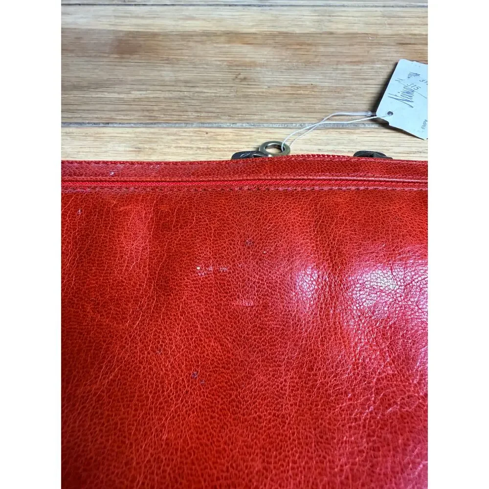 Alex USA Red Leather Laptop Sleeve Portfolio Case Studded Neiman Marcus 17x13